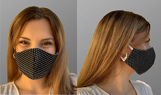 Frauen Maske Modell 1 - Vorder- und Seitenansicht